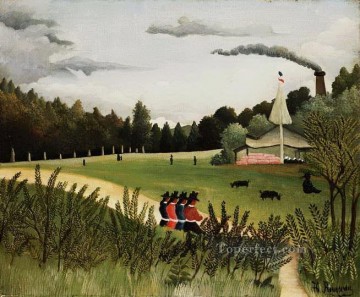  Naive Painting - park with figures Henri Rousseau Post Impressionism Naive Primitivism